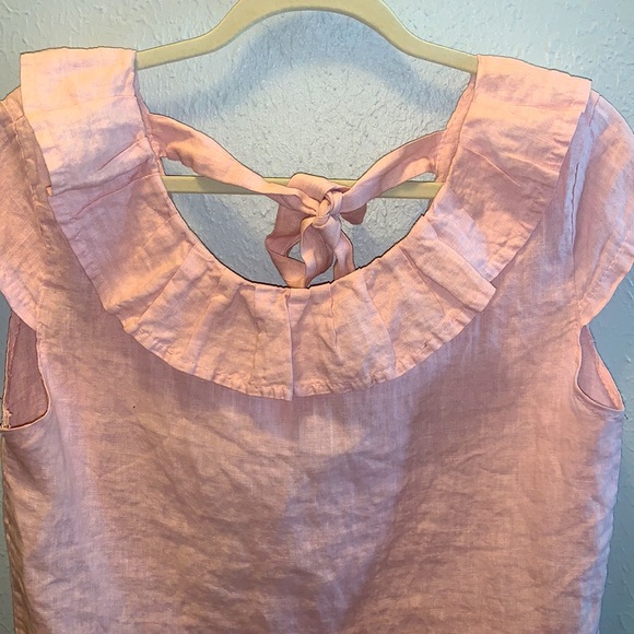 Luca Vanucci Linen Top Summer Mauve Ruffles Women’s Sz Small - Picture 3 of 9
